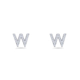 Initial W Stud Earrings