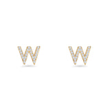 Initial W Stud Earrings