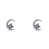 Moon & Star CZ Stud Earring