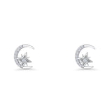 Moon & Star CZ Stud Earring