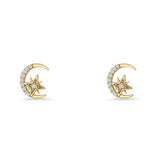 Moon & Star CZ Stud Earring