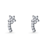 Minimalist 10mm Flower Stud Earrings Cubic Zirconia 925 Sterling Silver
