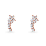 Minimalist 10mm Flower Stud Earrings Cubic Zirconia 925 Sterling Silver