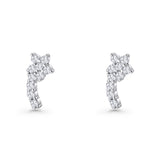 Minimalist 10mm Flower Stud Earrings Cubic Zirconia 925 Sterling Silver