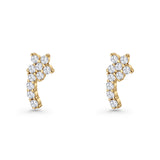 Minimalist 10mm Flower Stud Earrings Cubic Zirconia 925 Sterling Silver