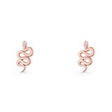 Vintage Style 10.5mm Snake Earrings Cubic Zirconia 925 Sterling Silver