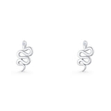 Vintage Style 10.5mm Snake Earrings Cubic Zirconia 925 Sterling Silver
