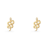 Vintage Style 10.5mm Snake Earrings Cubic Zirconia 925 Sterling Silver