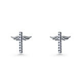 Angel Wings Cross Stud Earrings