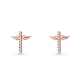 Angel Wings Cross Stud Earrings