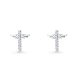 Angel Wings Cross Stud Earrings