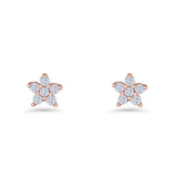 Minimal 3.3mm Star Flower Stud Earrings Cubic Zirconia 925 Sterling Silver