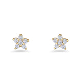 Minimal 3.3mm Star Flower Stud Earrings Cubic Zirconia 925 Sterling Silver