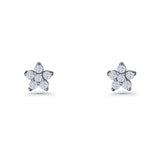 Star Flower Stud Earrings 3.5mm Cluster Cubic Zirconia 925 Sterling Silver