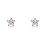Star Flower Stud Earrings 3.5mm Cluster Cubic Zirconia 925 Sterling Silver