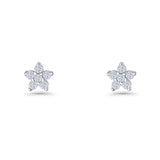 Star Flower Stud Earrings 3.5mm Cluster Cubic Zirconia 925 Sterling Silver