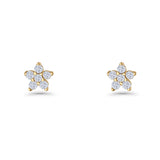 Star Flower Stud Earrings 3.5mm Cluster Cubic Zirconia 925 Sterling Silver
