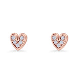 Minimalist 6.8mm Heart Stud Earrings Cubic Zirconia 925 Sterling Silver
