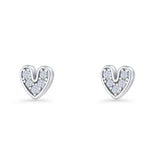 Minimalist 6.8mm Heart Stud Earrings Cubic Zirconia 925 Sterling Silver