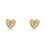 Minimalist 6.8mm Heart Stud Earrings Cubic Zirconia 925 Sterling Silver