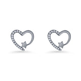 Star Heart Stud Earrings 11.5mm Cluster Cubic Zirconia 925 Sterling Silver