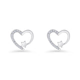 Star Heart Stud Earrings 11.5mm Cluster Cubic Zirconia 925 Sterling Silver
