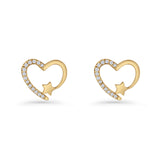 Star Heart Stud Earrings 11.5mm Cluster Cubic Zirconia 925 Sterling Silver