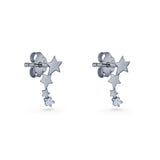 Three Star Stud Earrings 8.8mm Cubic Zirconia 925 Sterling Silver
