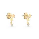 Three Star Stud Earrings 8.8mm Cubic Zirconia 925 Sterling Silver