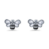 Bee Stud Earring 11.8mm Pear Cubic Zirconia 925 Sterling Silver