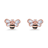 Bee Stud Earring 11.8mm Pear Cubic Zirconia 925 Sterling Silver