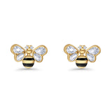 Bee Stud Earring 11.8mm Pear Cubic Zirconia 925 Sterling Silver