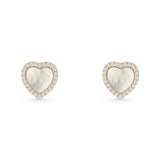 Minimalist 9.5mm Heart Promise Stud Earring Pearl & Cubic Zirconia 925 Sterling Silver