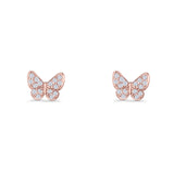 Butterfly Stud Earrings 6mm Cubic Zirconia 925 Sterling Silver