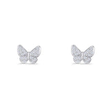 Butterfly Stud Earrings 6mm Cubic Zirconia 925 Sterling Silver