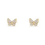Butterfly Stud Earrings 6mm Cubic Zirconia 925 Sterling Silver