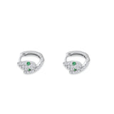 Minimalist 5.6mm Snake Huggie Hoop Earring Cubic Zirconia 925 Sterling Silver