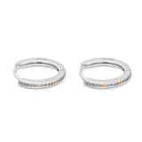 Round 20mm Multicolor Cubic Zirconia Huggie Hoop Earrings 925 Sterling Silver