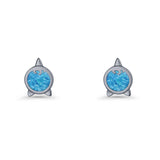 Round 9.6mm Lab Created Opal Unicorn Stud Earring 925 Sterling Silver