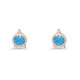 Round 9.6mm Lab Created Opal Unicorn Stud Earring 925 Sterling Silver