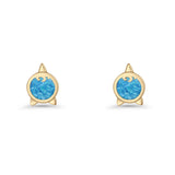 Round 9.6mm Lab Created Opal Unicorn Stud Earring 925 Sterling Silver