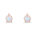 Round 9.6mm Lab Created Opal Unicorn Stud Earring 925 Sterling Silver
