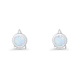 Round 9.6mm Lab Created Opal Unicorn Stud Earring 925 Sterling Silver
