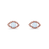 Eyelashes Eye Stud Earring 4.8mm Lab Created Opal Oxidized 925 Sterling Silver