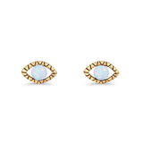 Eyelashes Eye Stud Earring 4.8mm Lab Created Opal Oxidized 925 Sterling Silver