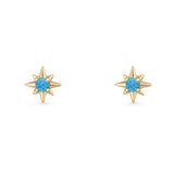 Round 5.4mm Star Stud Earring Lab Created Opal 925 Sterling Silver