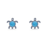 Round 8.5mm Lab Created Opal Turtle Stud Earring 925 Sterling Silver