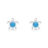 Round 8.5mm Lab Created Opal Turtle Stud Earring 925 Sterling Silver