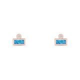 Rectangular 5.8mm Lab Created Opal Bar Stud Earring 925 Sterling Silver