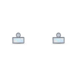 Rectangular 5.8mm Lab Created Opal Bar Stud Earring 925 Sterling Silver